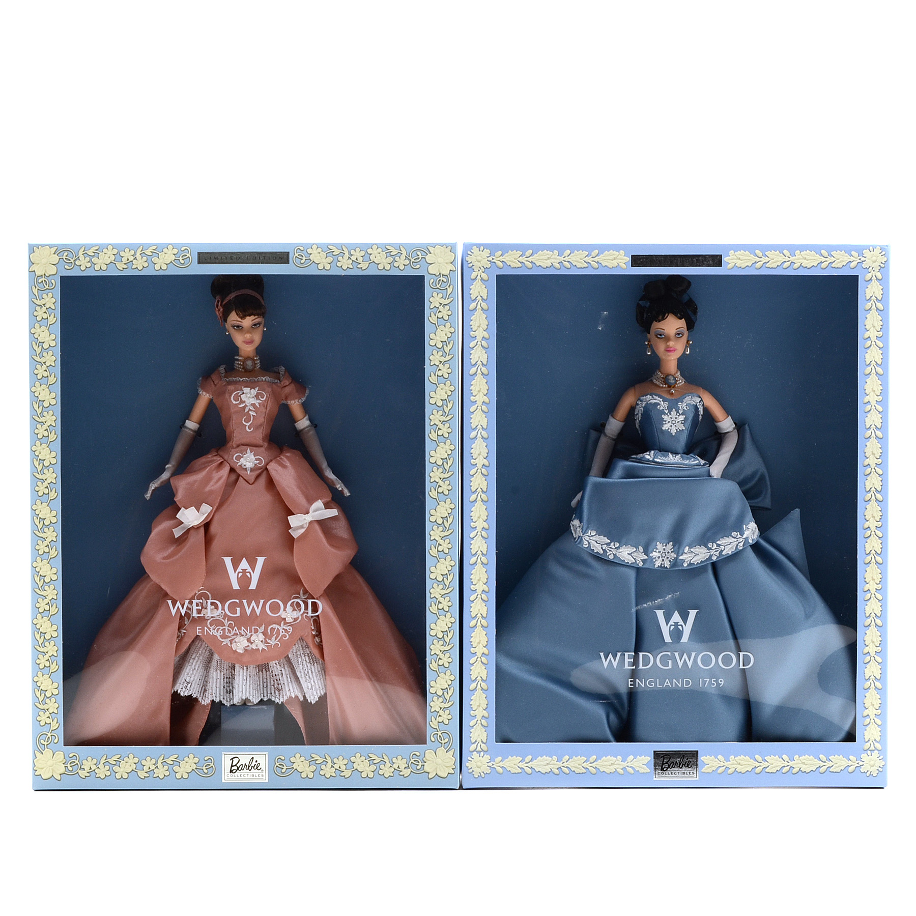 Limited Edition Pair of Mattel Wedgwood Barbie Collector Dolls