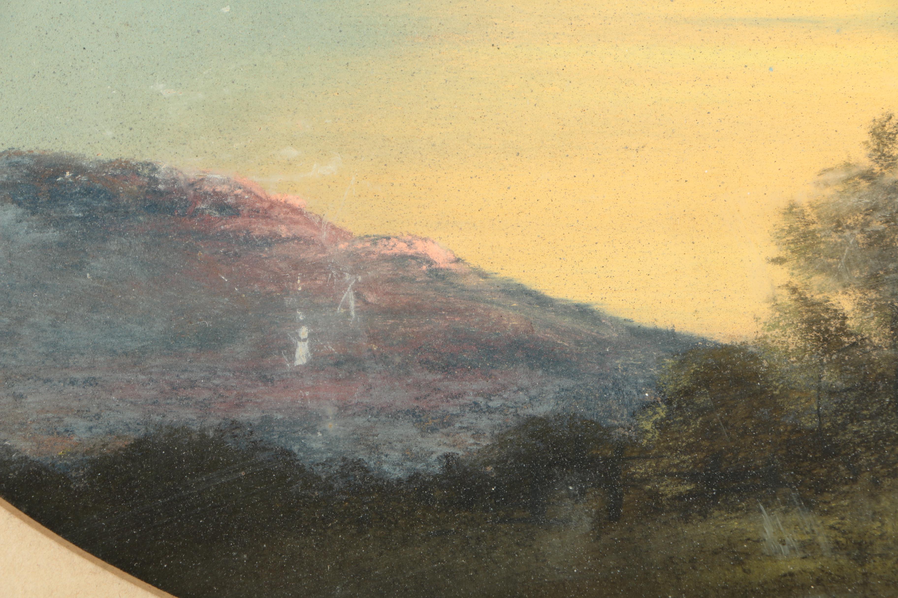 Pastel Drawing on Paper of Pastoral Landscape