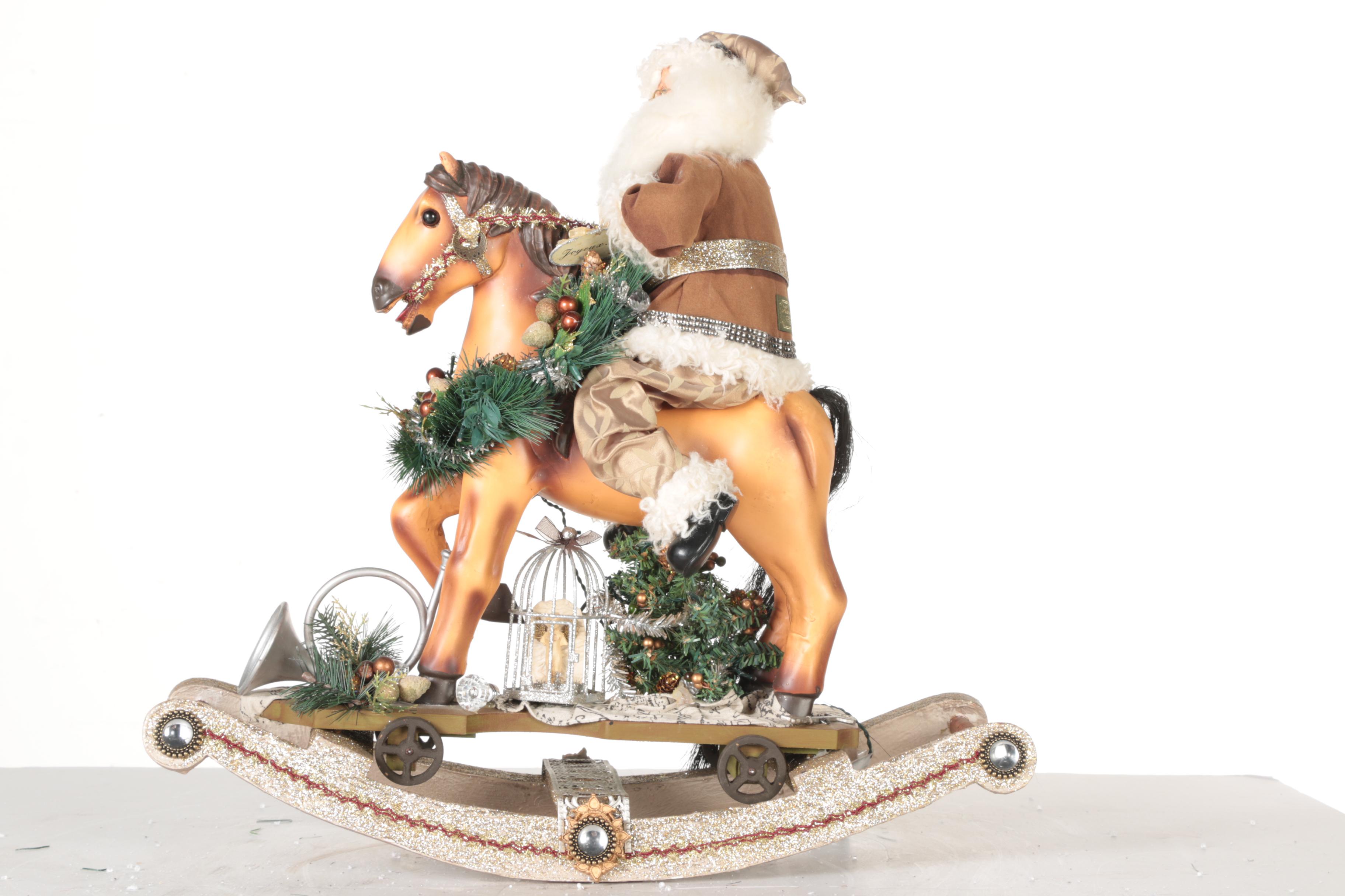 Karen Didion Originals Santa Claus Rocking Horse Figurine