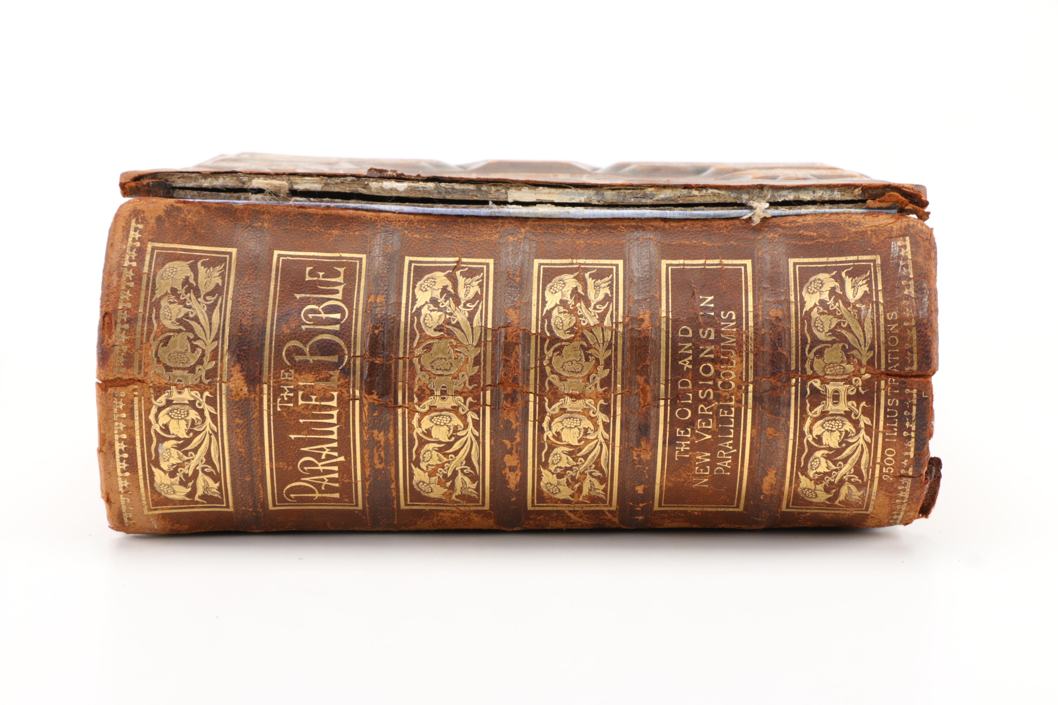Late 19th Century Leather Bound Illustrated "The Parallel Bible"