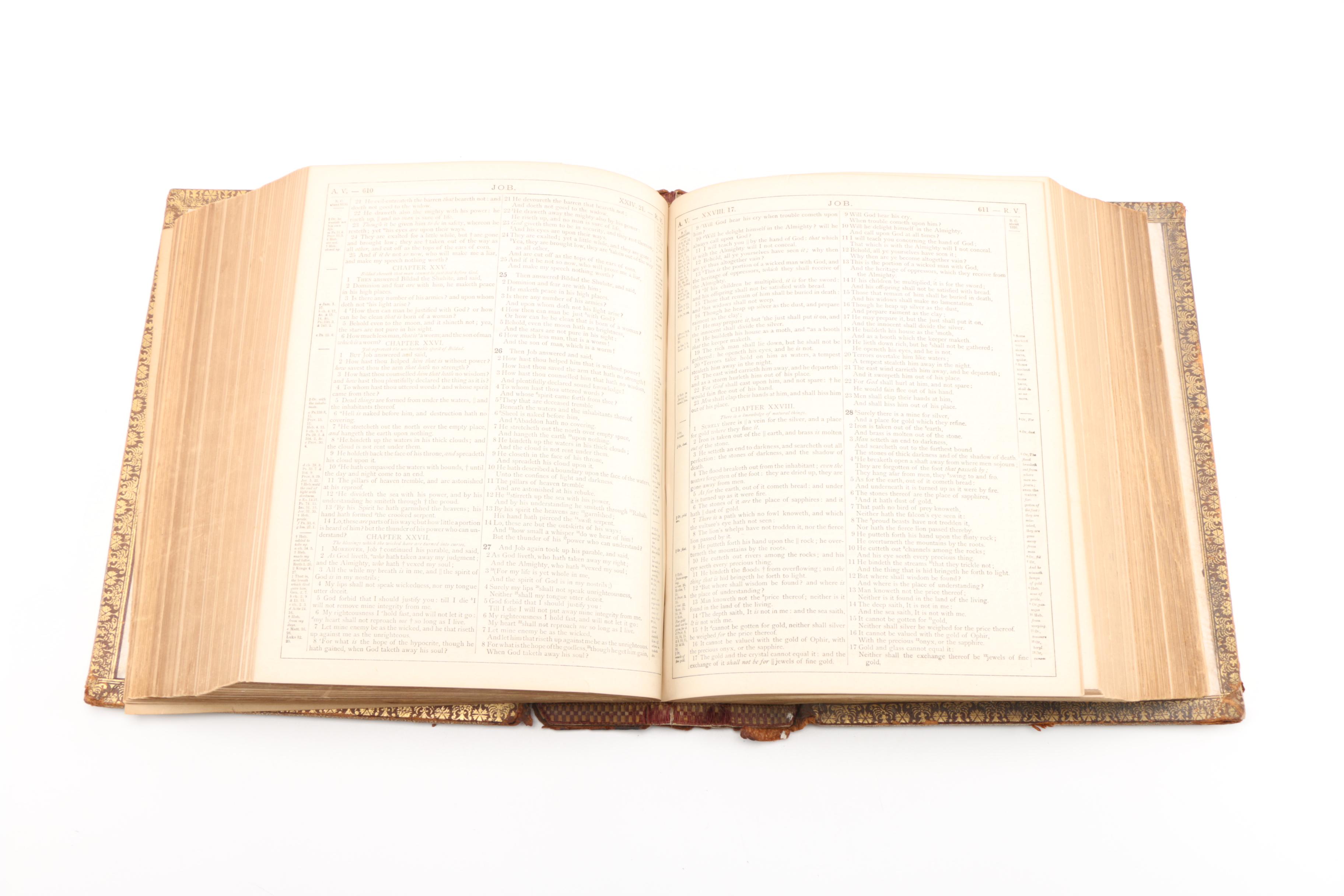 Late 19th Century Leather Bound Illustrated "The Parallel Bible"