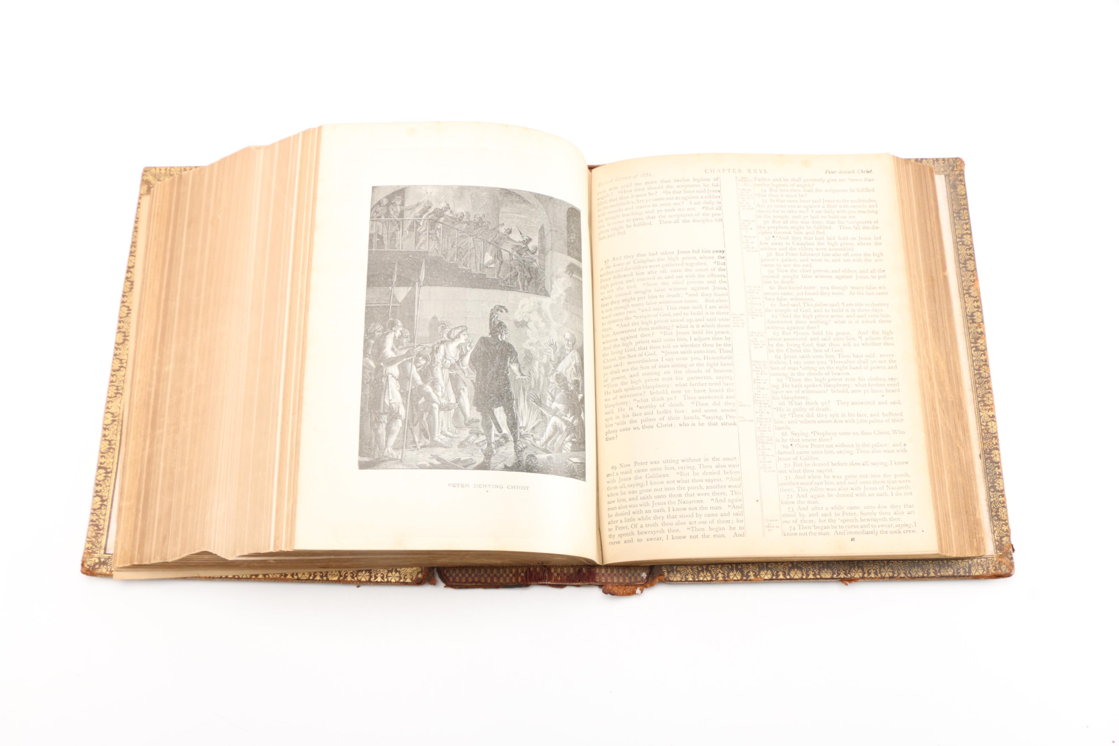 Late 19th Century Leather Bound Illustrated "The Parallel Bible"