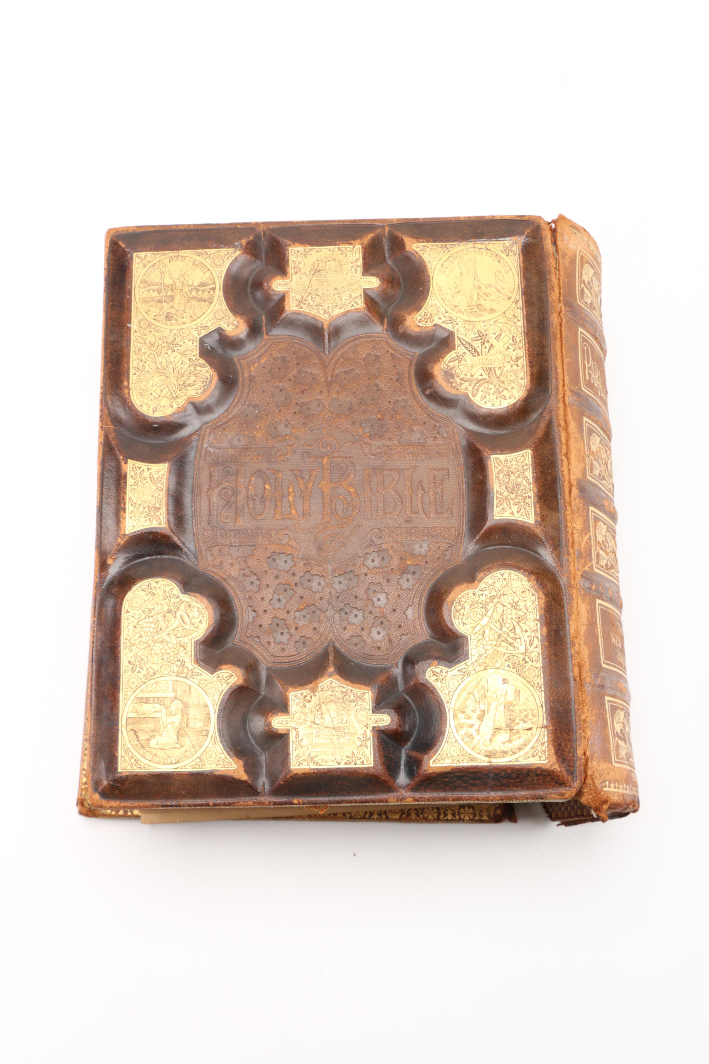 Late 19th Century Leather Bound Illustrated "The Parallel Bible"