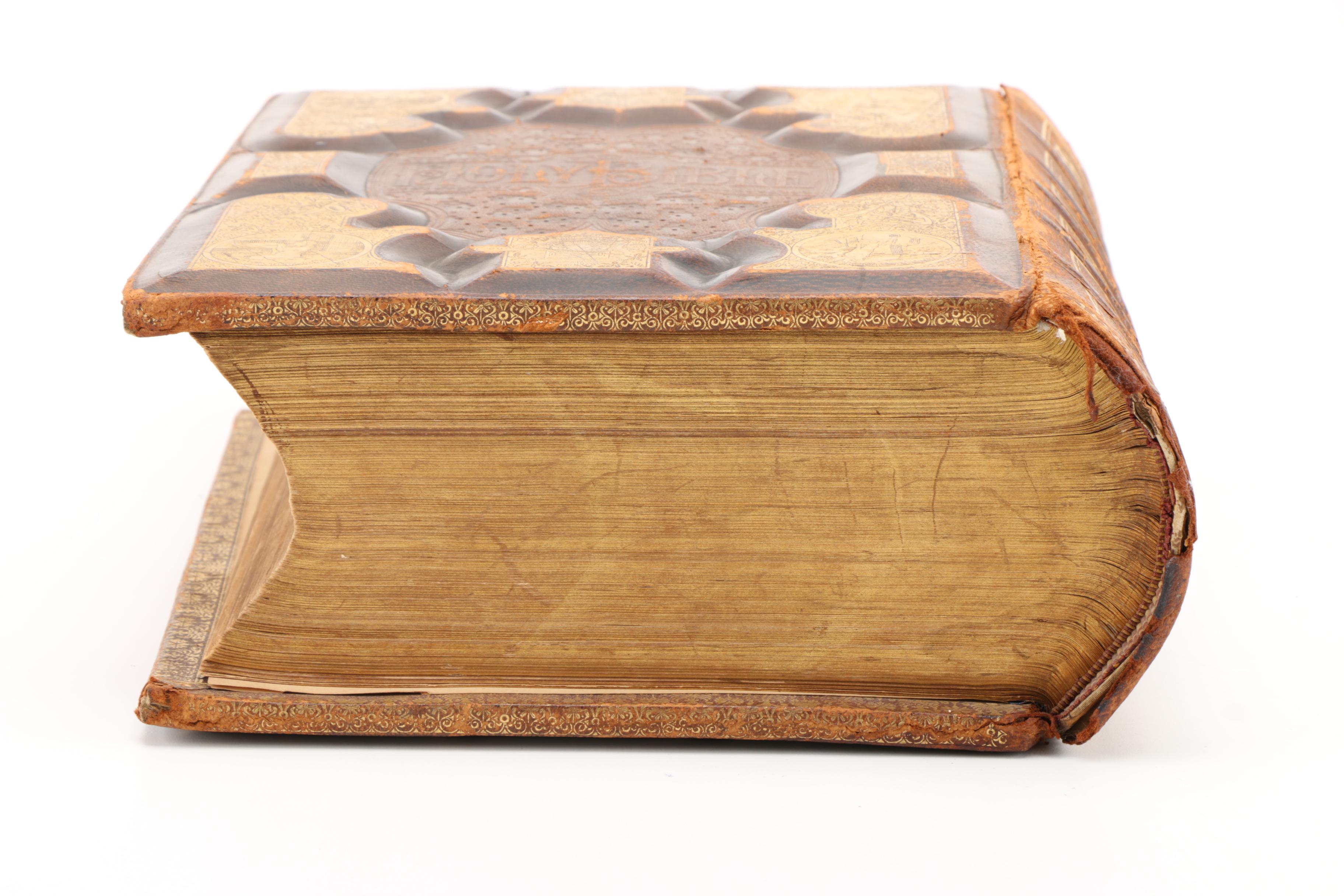 Late 19th Century Leather Bound Illustrated "The Parallel Bible"
