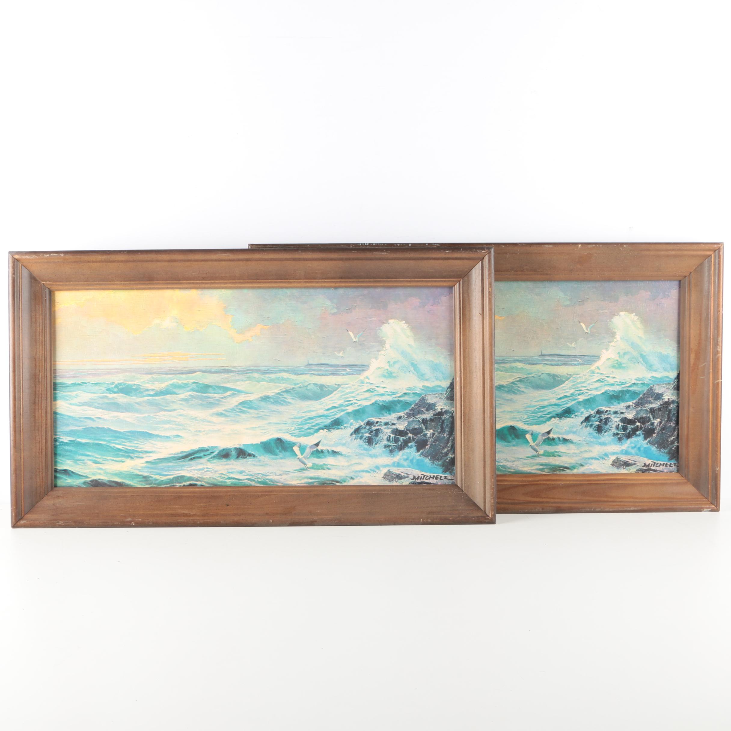 James Mitchell Offset Lithographs of Seascape "Land's End"