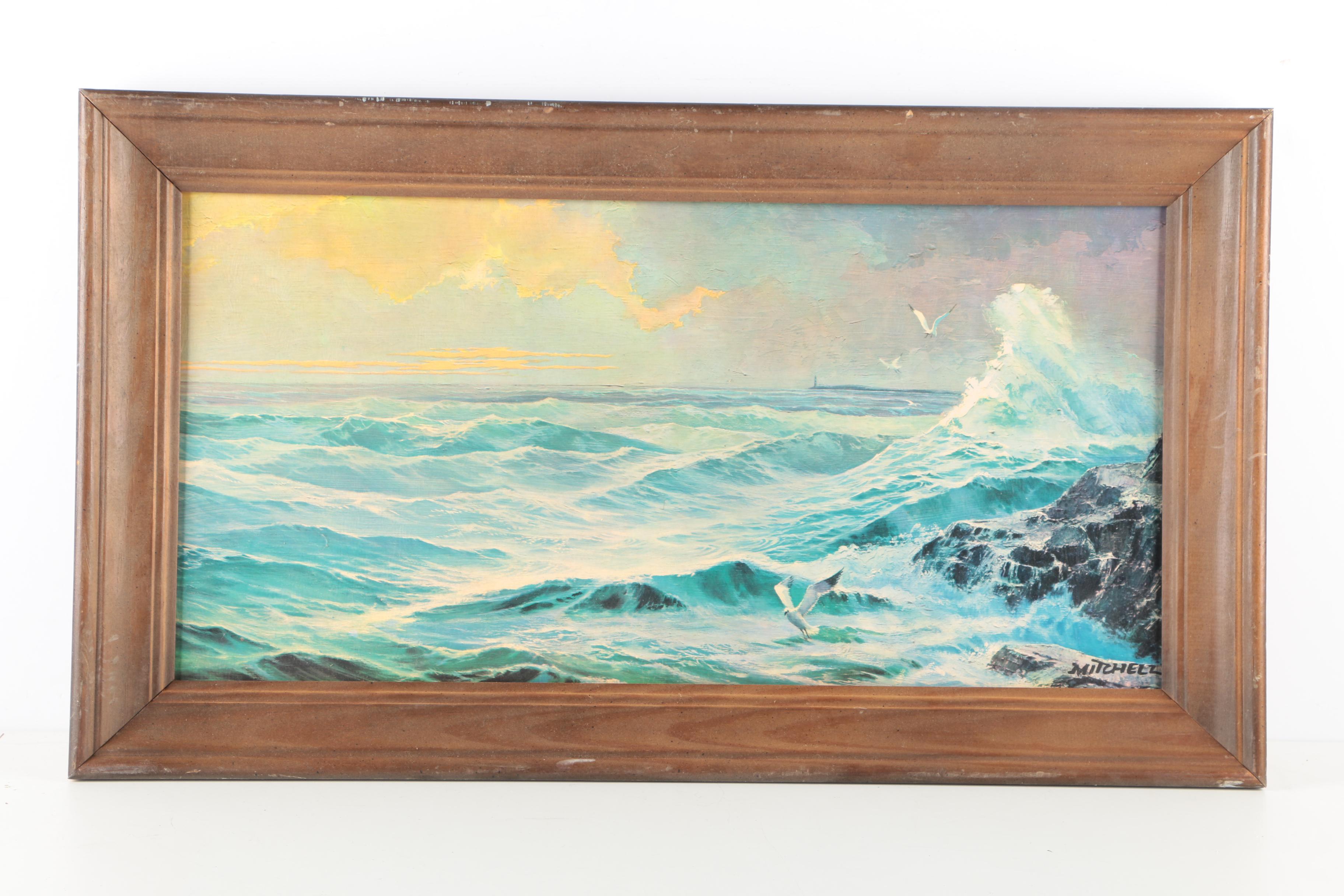 James Mitchell Offset Lithographs of Seascape "Land's End"