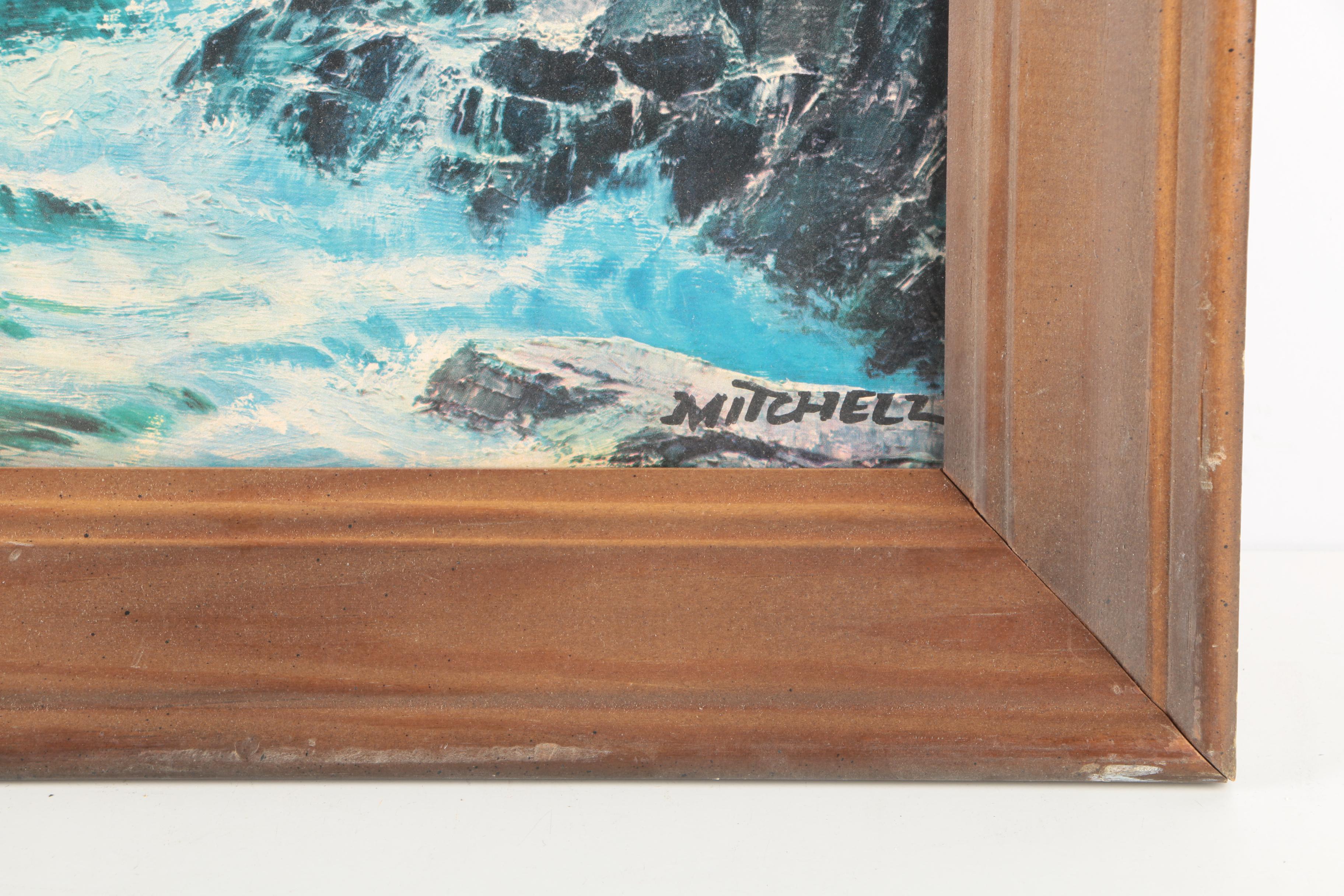 James Mitchell Offset Lithographs of Seascape "Land's End"