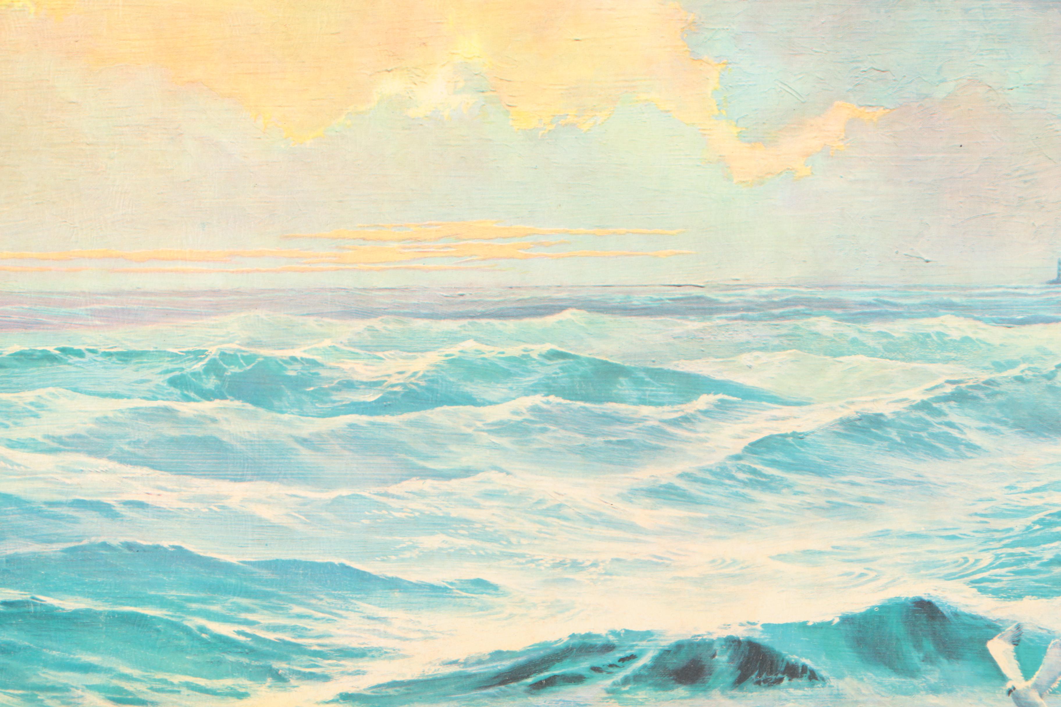 James Mitchell Offset Lithographs of Seascape "Land's End"