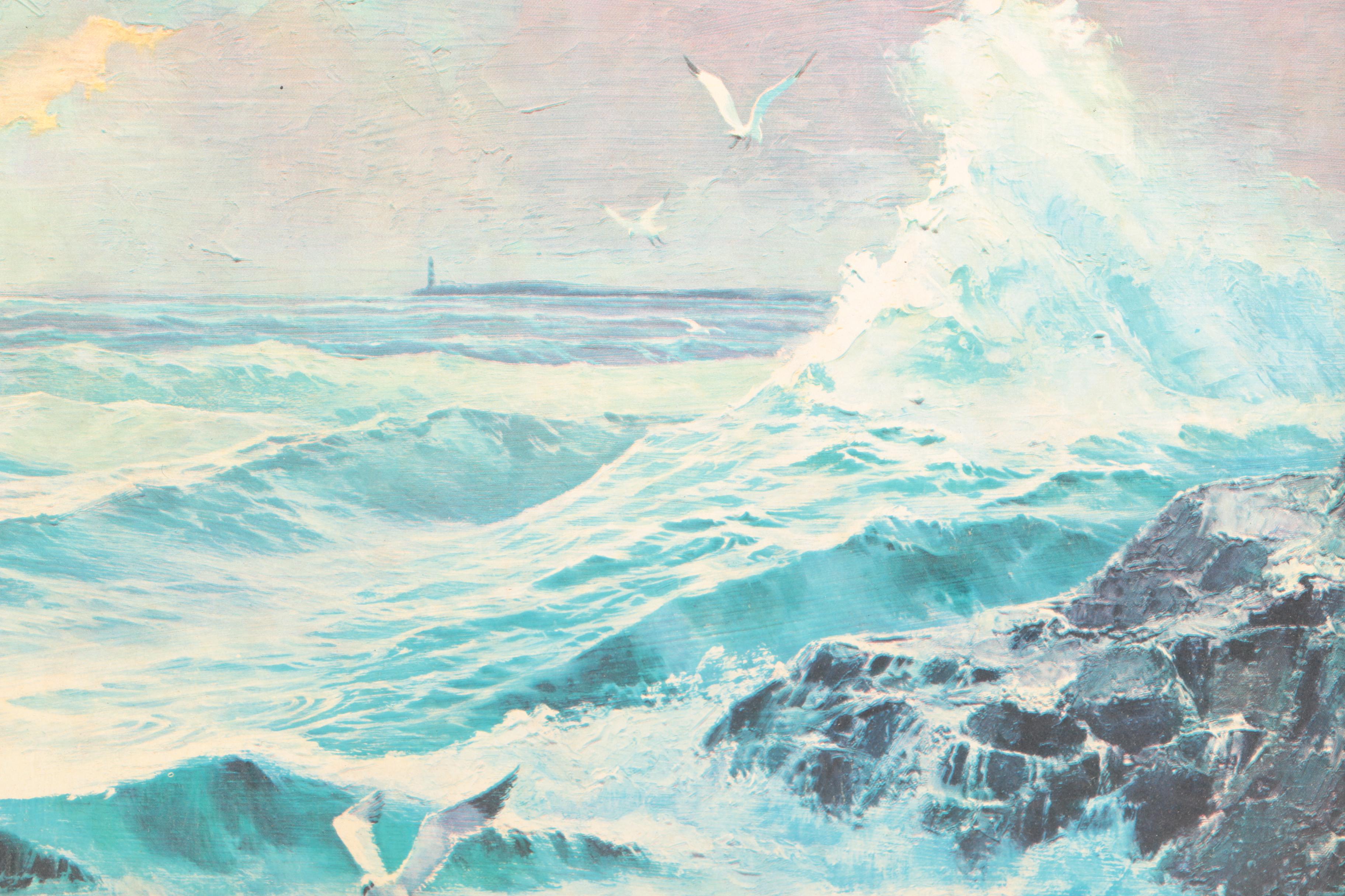 James Mitchell Offset Lithographs of Seascape "Land's End"