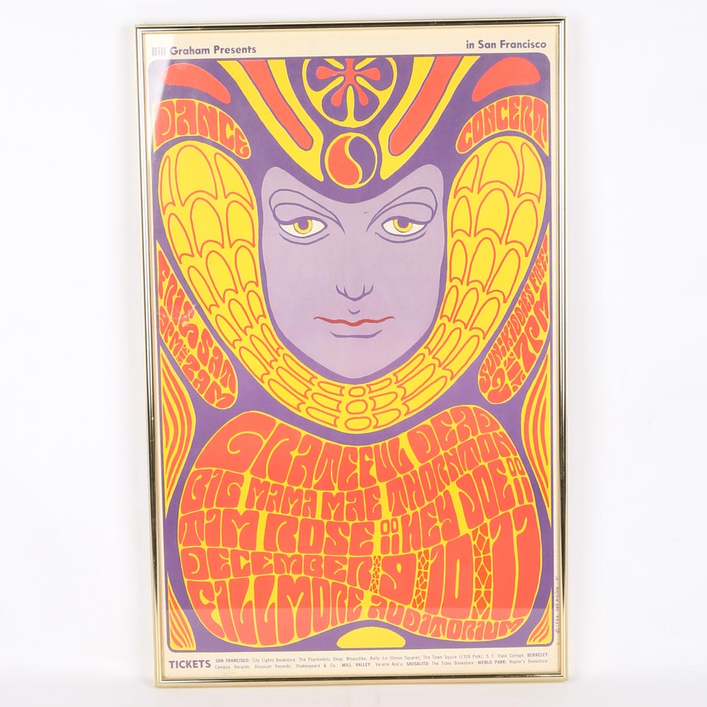 Vintage Grateful Dead Fillmore Concert Poster After Wes Wilson