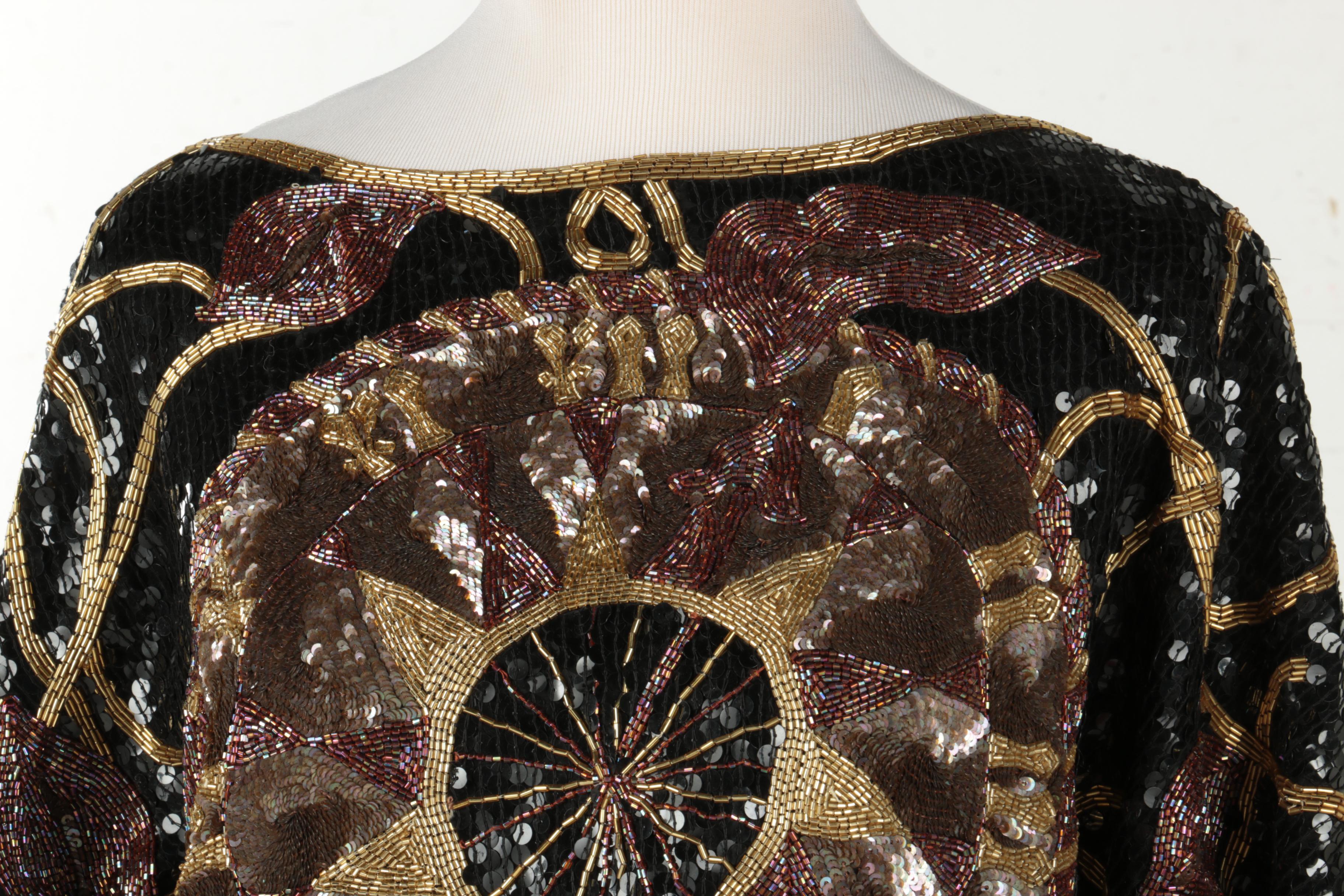 Women's Vintage Sequined Clock Face Top