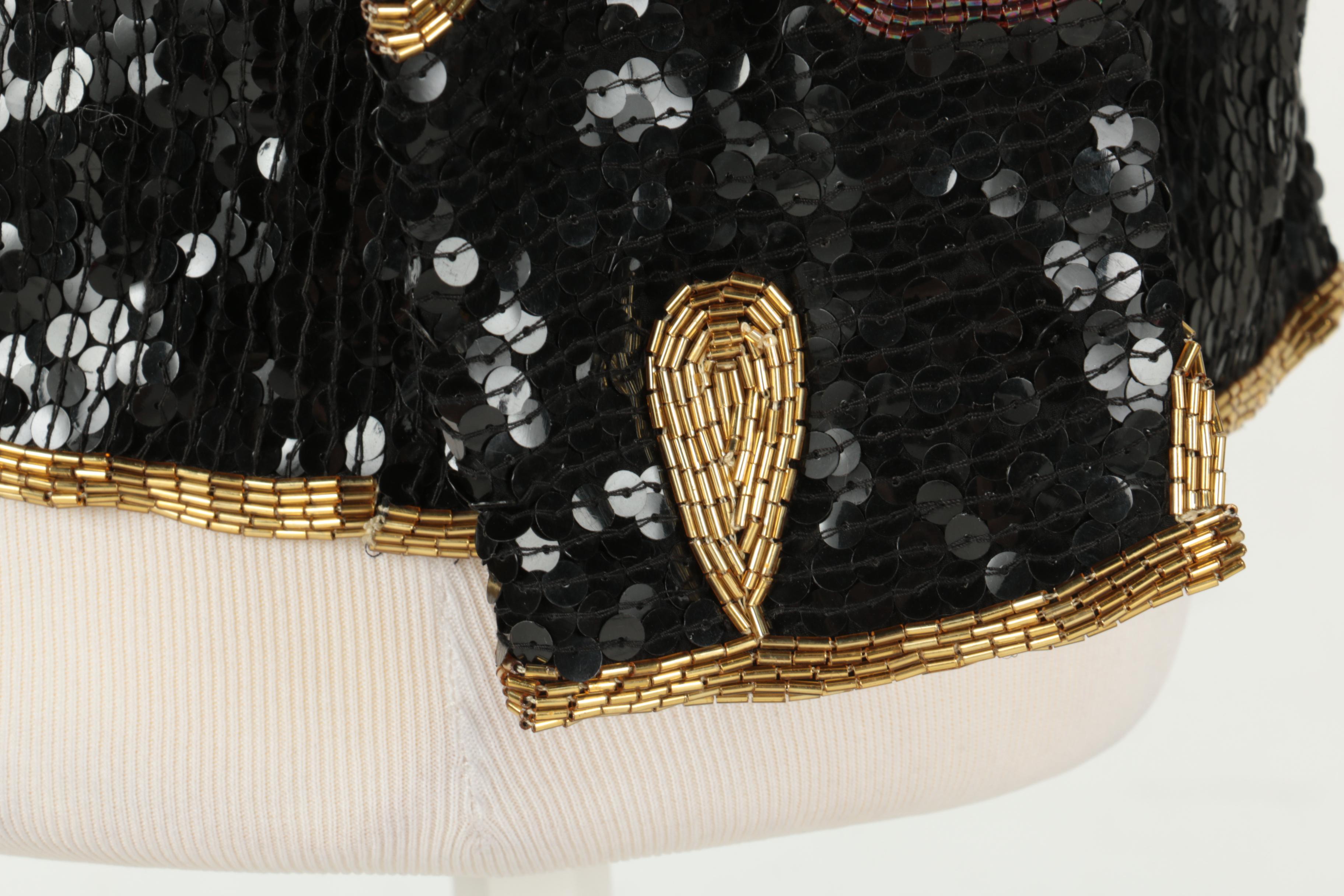 Women's Vintage Sequined Clock Face Top