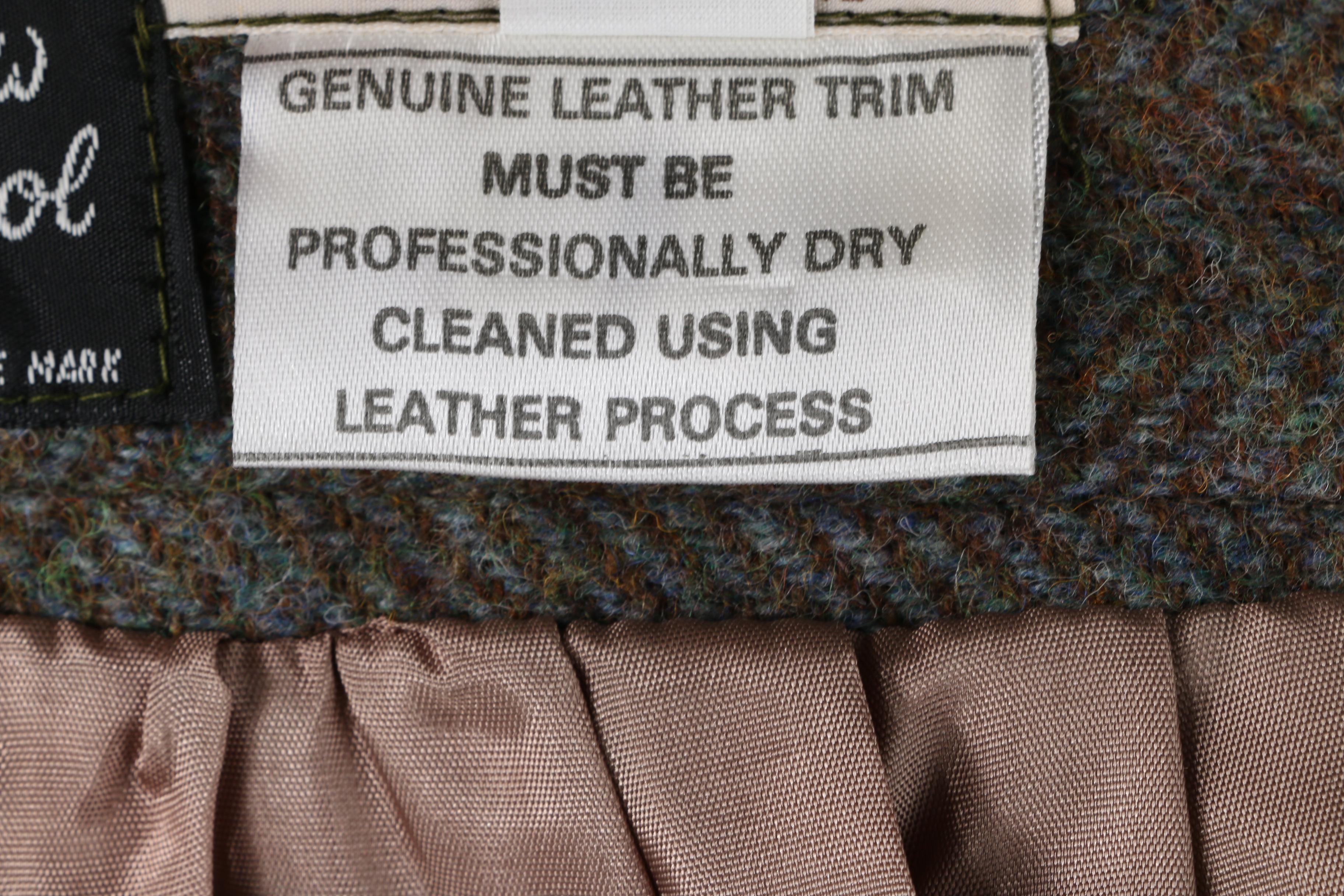 Vintage Paul Costelloe Wool Skirt with Leather Trim