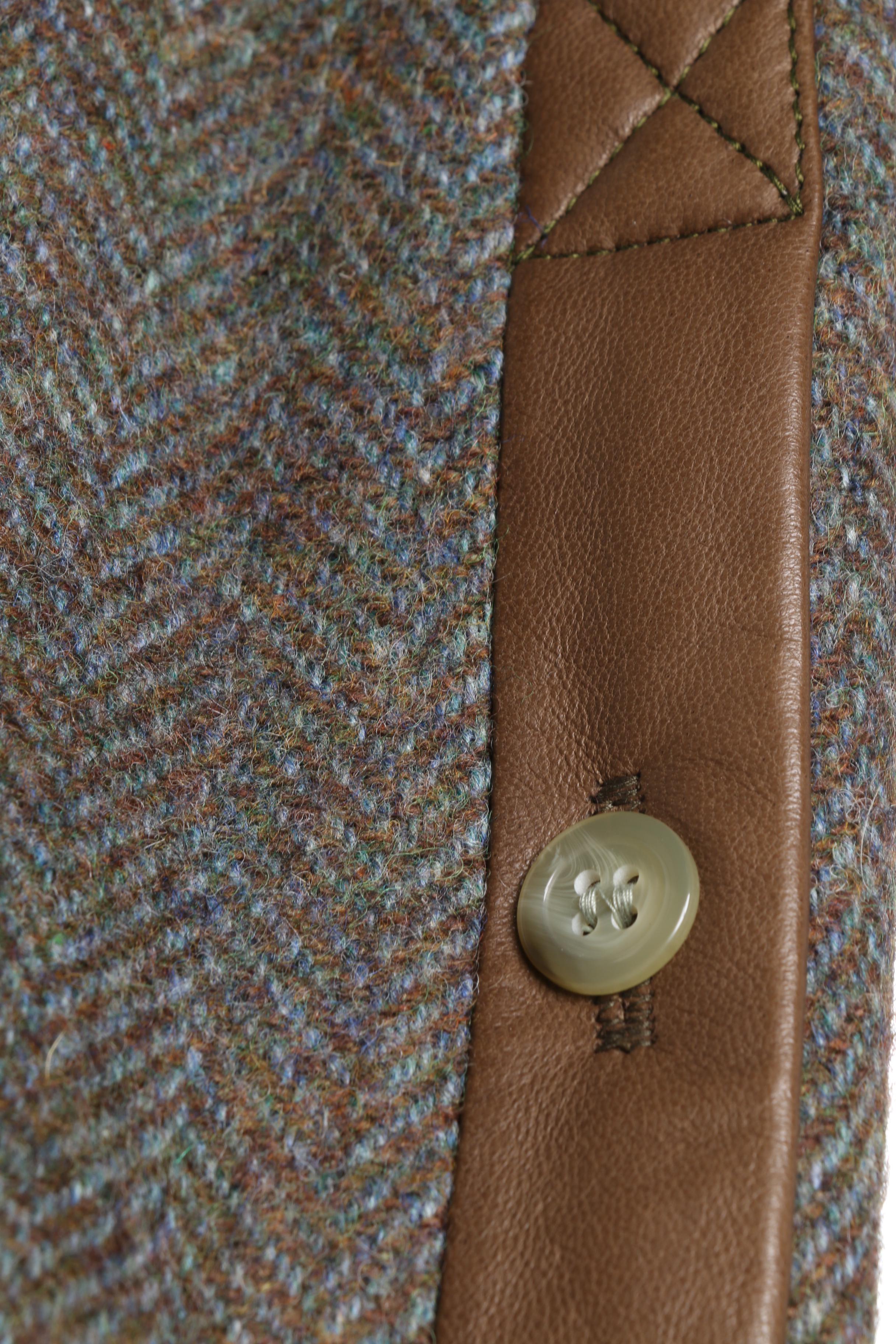 Vintage Paul Costelloe Wool Skirt with Leather Trim