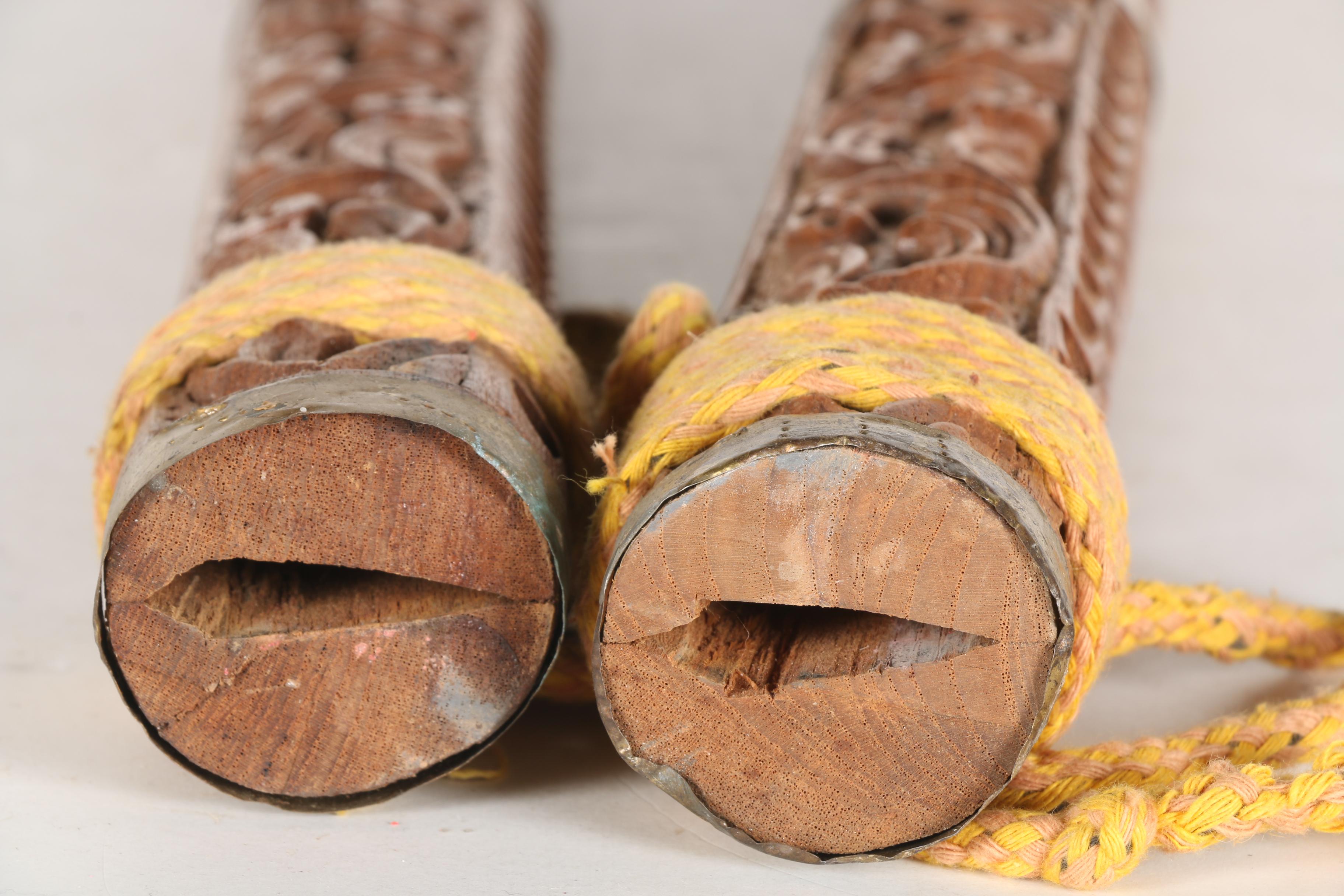 Sword Pair with Carved Handles and Scabbards