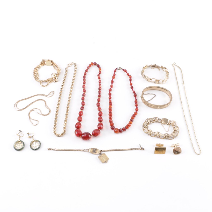 Jewelry Including Cherry Amber Bakelite Necklaces
