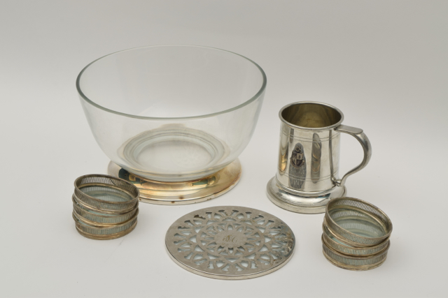 Plated Silver and Glass Tableware