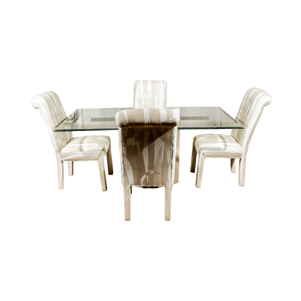 Modern Glass Top Table With Chairs