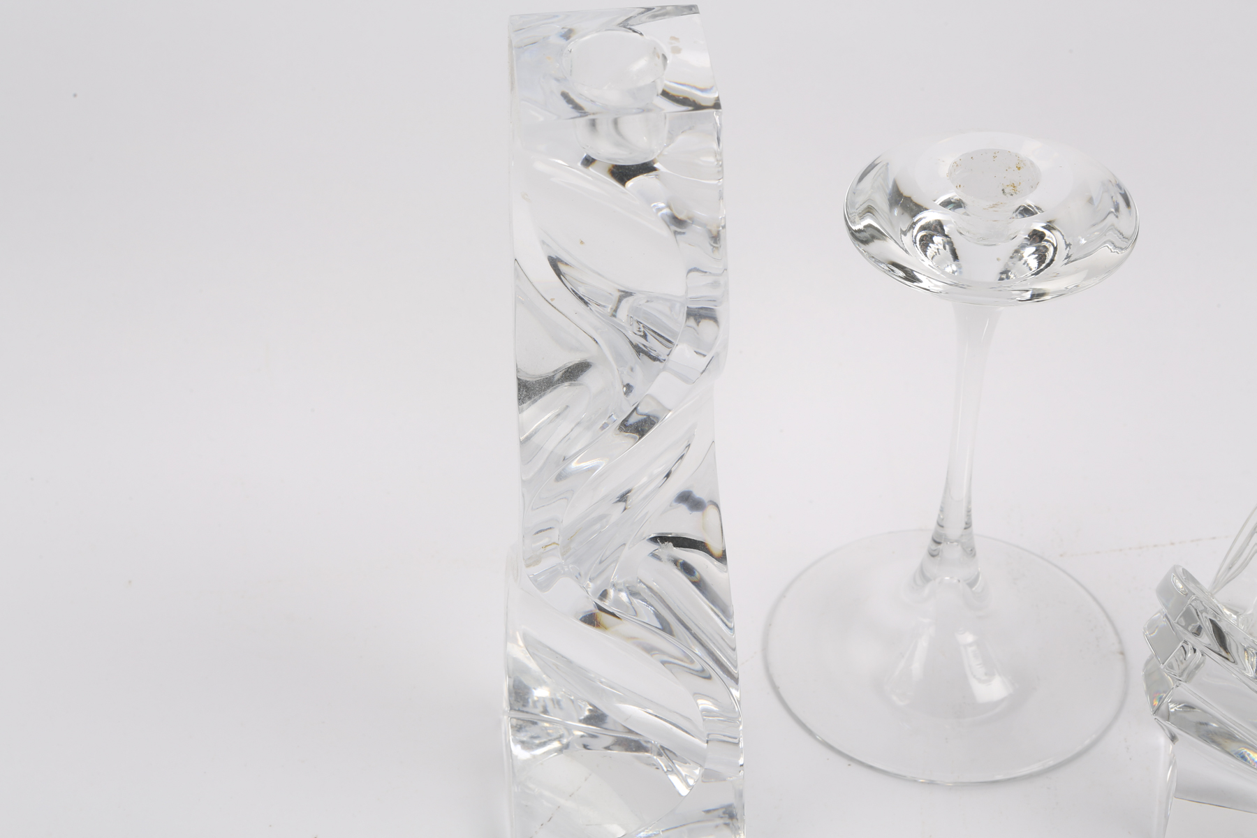 Modern Crystal Candle Holders Including Mikasa Platinum