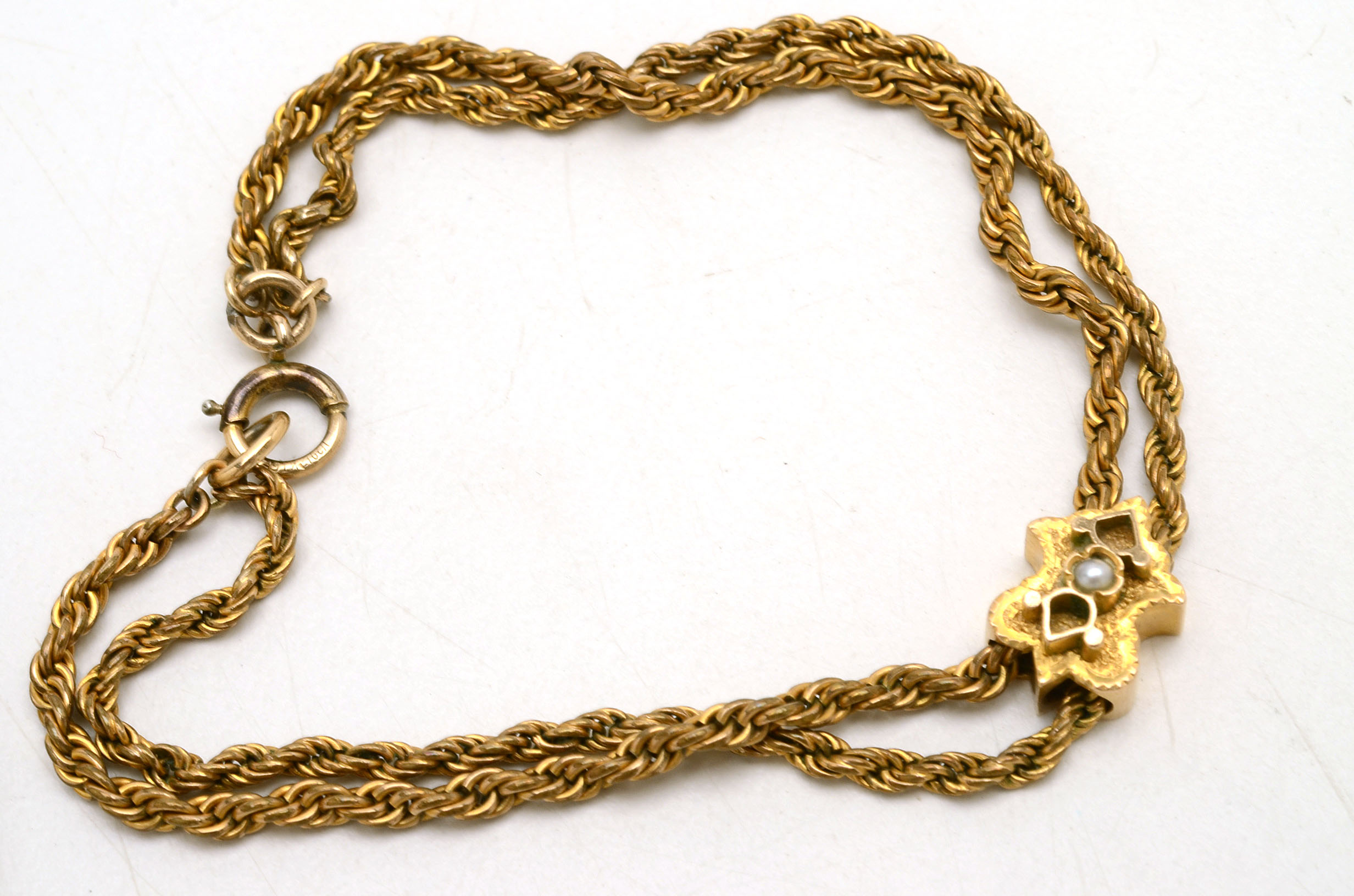 Victorian Gold Filled Book Chain Necklaces and Pearl Bracelet