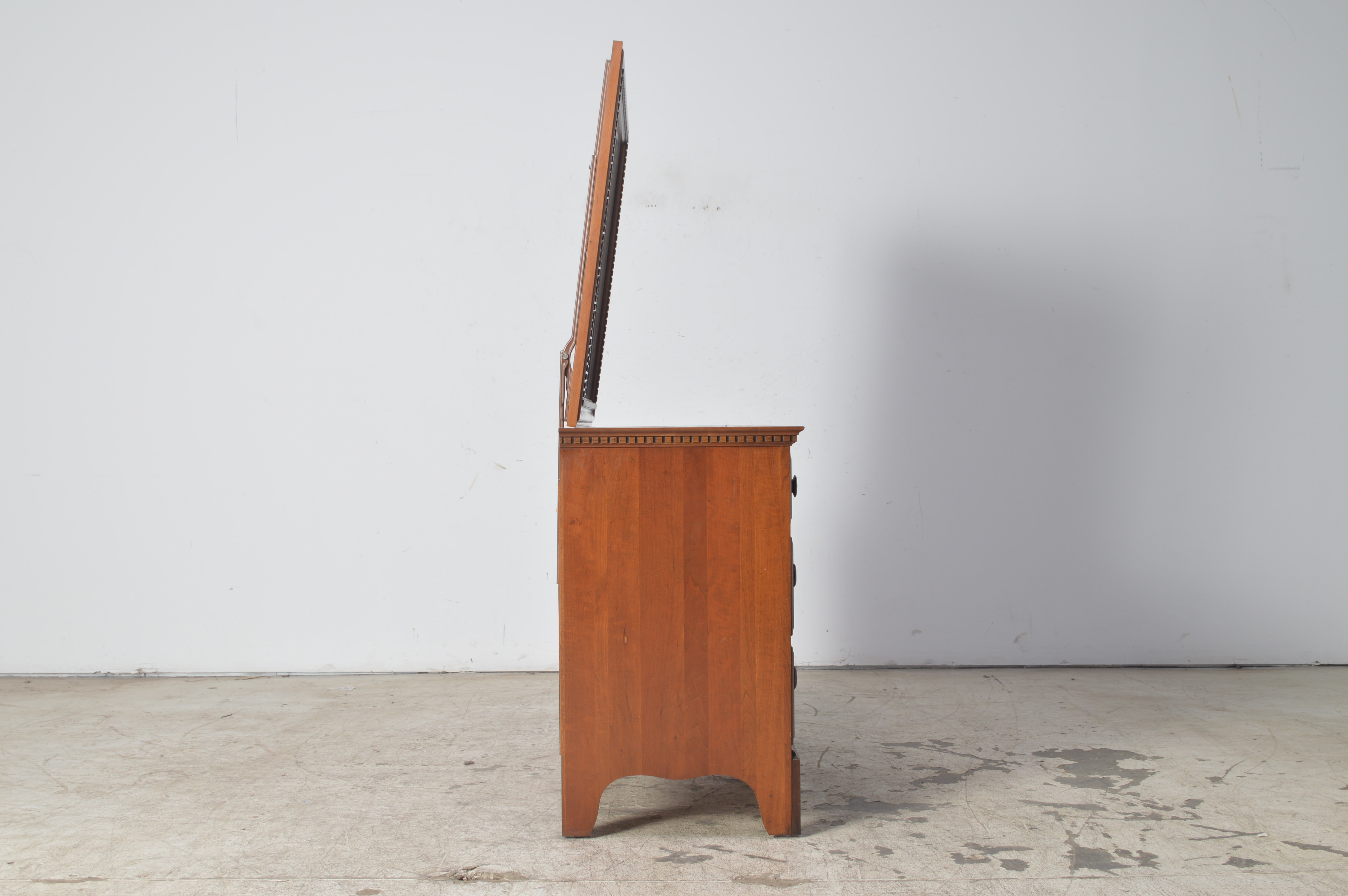 Solid Burnished Cherry Dresser and Mirror by Davis Cabinet Company of Tennessee Dated July, 1963