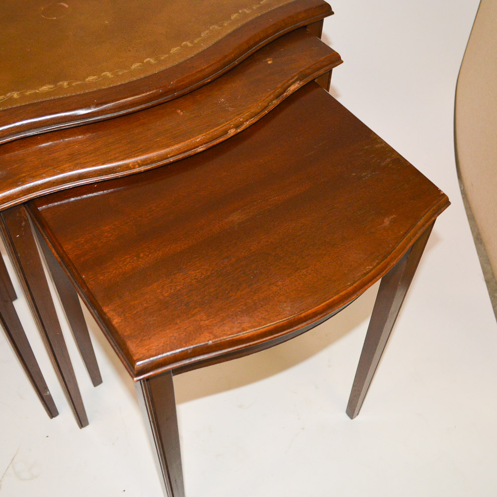 Leather Inlaid Nesting Tables