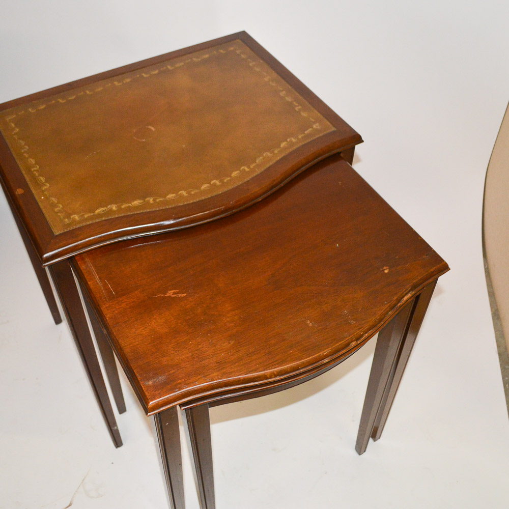 Leather Inlaid Nesting Tables