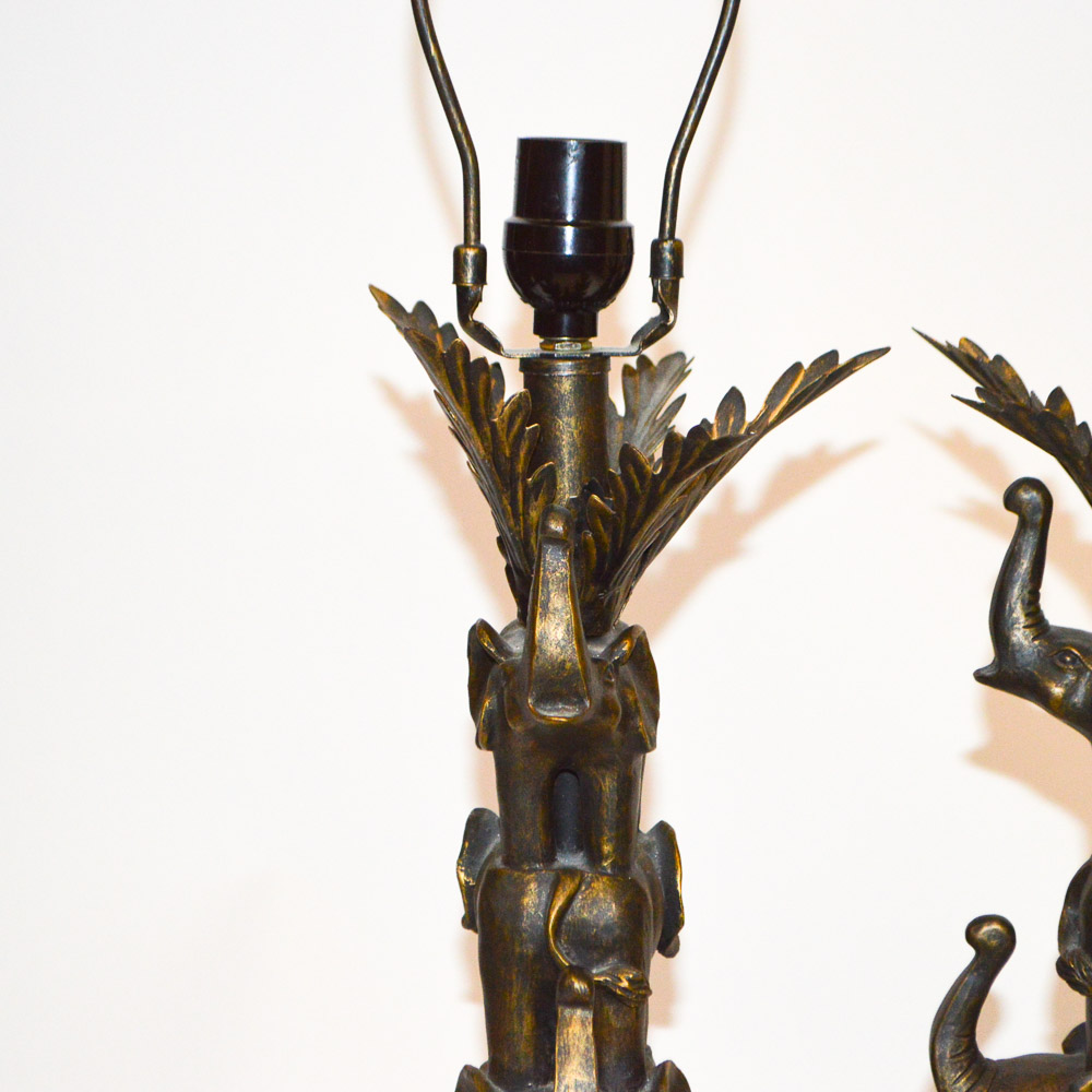 Art Deco Wood Elephant Lamps