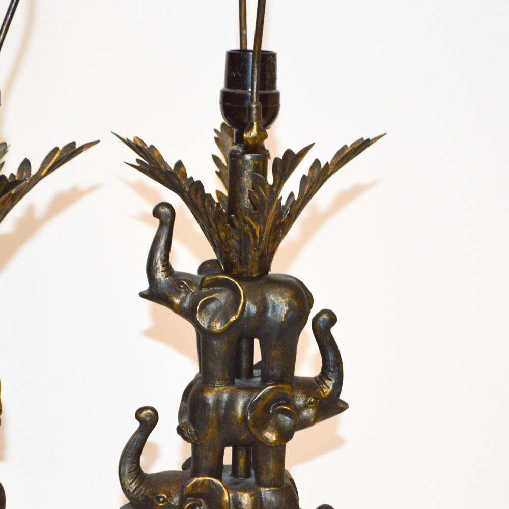 Art Deco Wood Elephant Lamps