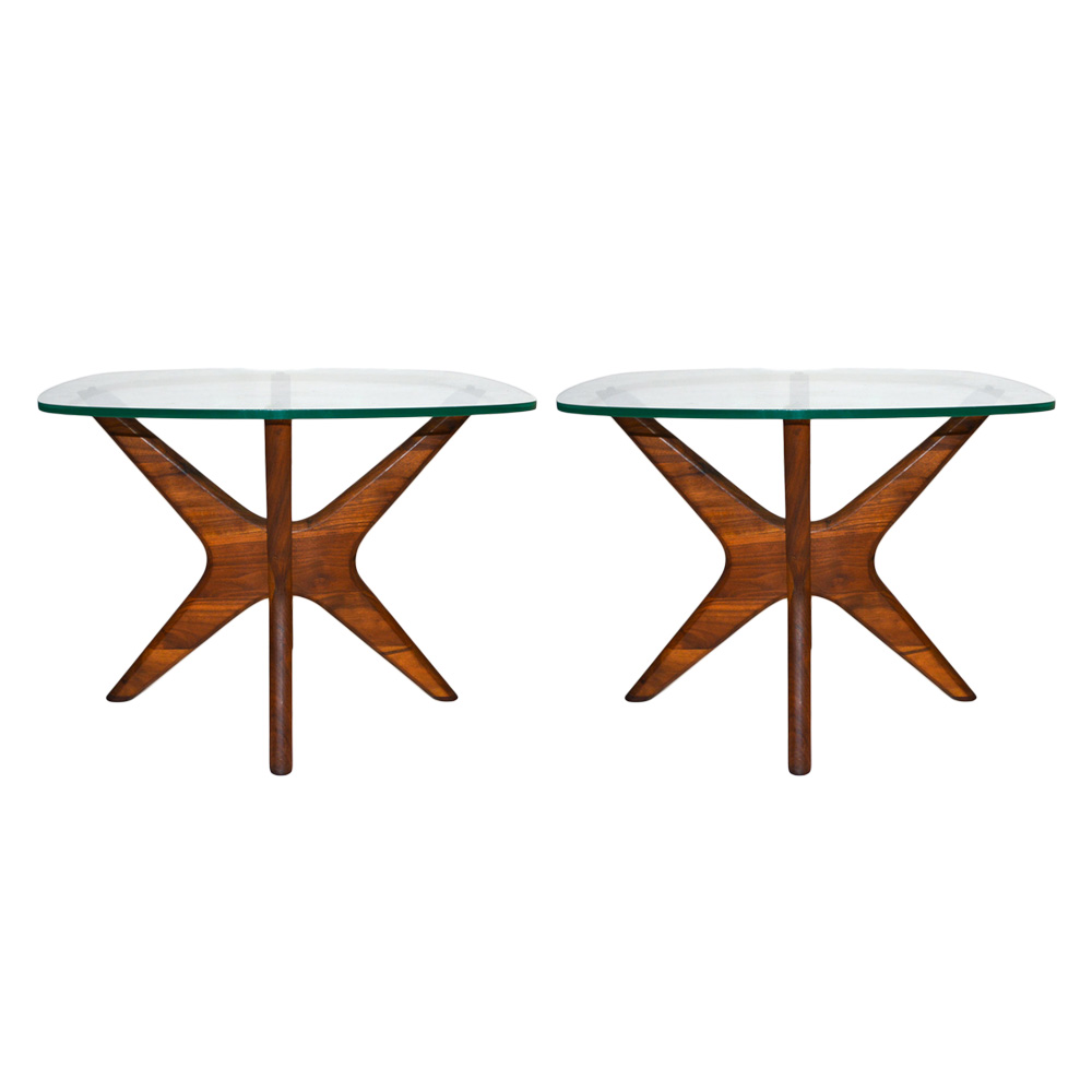 Pair of Adrian Pearsall Walnut "Jacks" Style End Tables