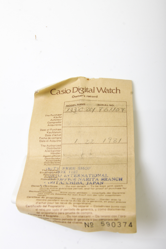 Vintage Casio C-801 Watch with Original Box and Paperwork
