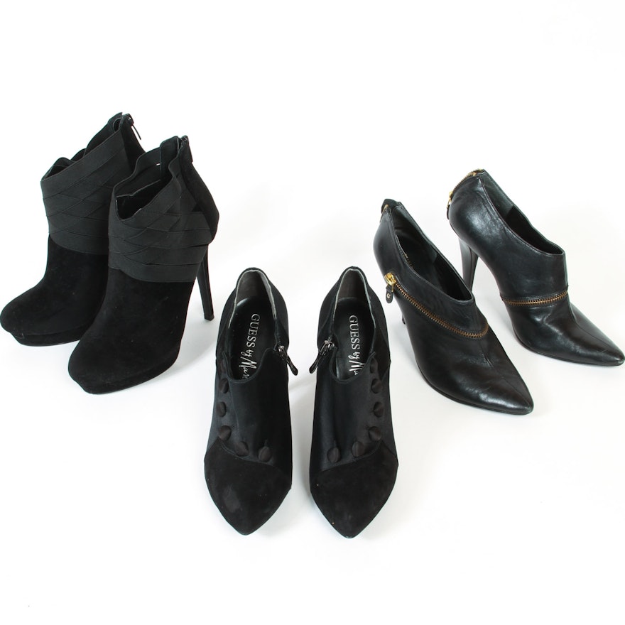 Collection of Women's Black Heels Including Guess, Colin Stuart, Report, Nine West, and Caparros