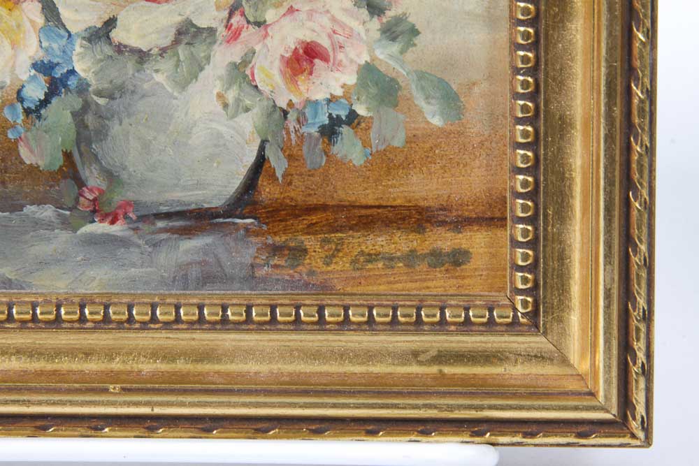 Vintage Floral Paintings in Giltwood Frames