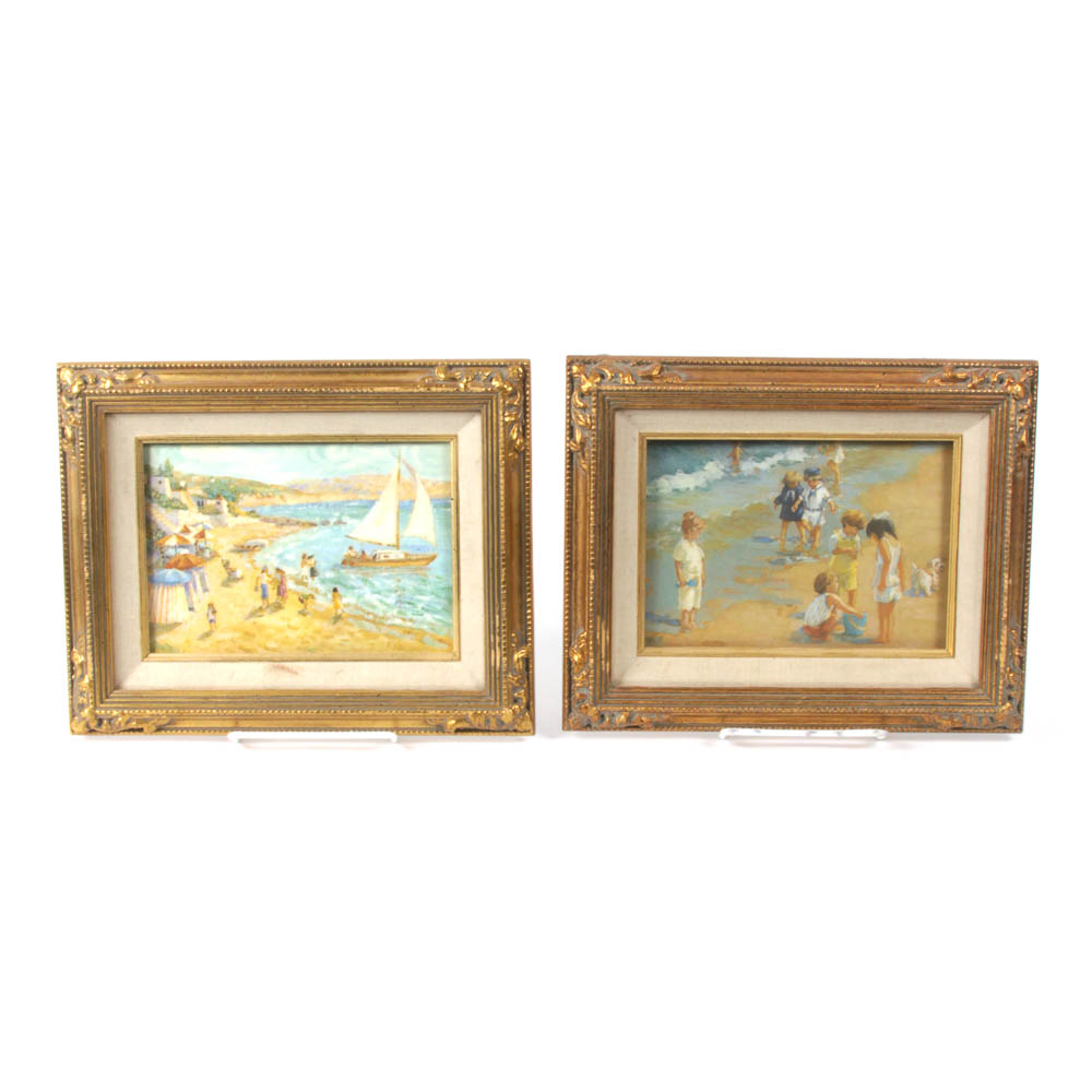 Beach Scene Prints in Giltwood Frames