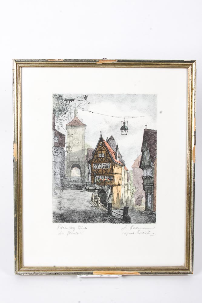 Pair of Horst Rosemann Original Hand-Colored Etchings