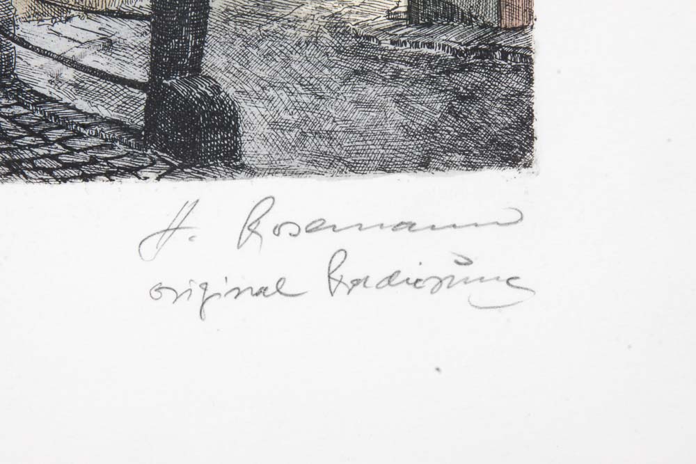 Pair of Horst Rosemann Original Hand-Colored Etchings