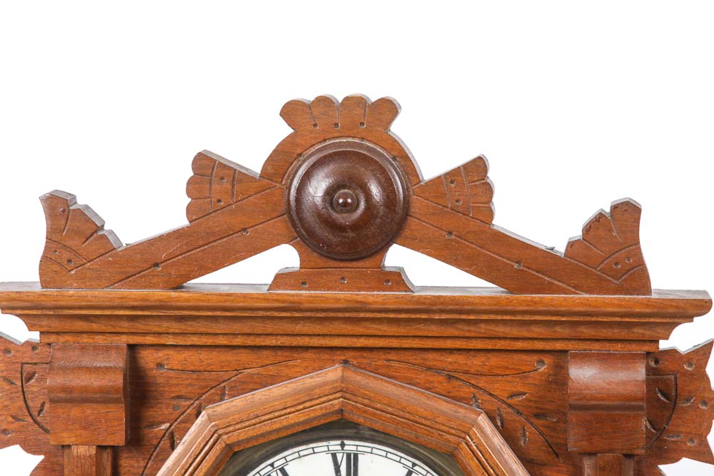 Walnut "8-Day Niagara" Mantel Clock by Lovell Manufacturing Co.