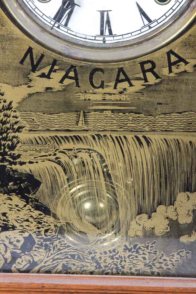 Walnut "8-Day Niagara" Mantel Clock by Lovell Manufacturing Co.