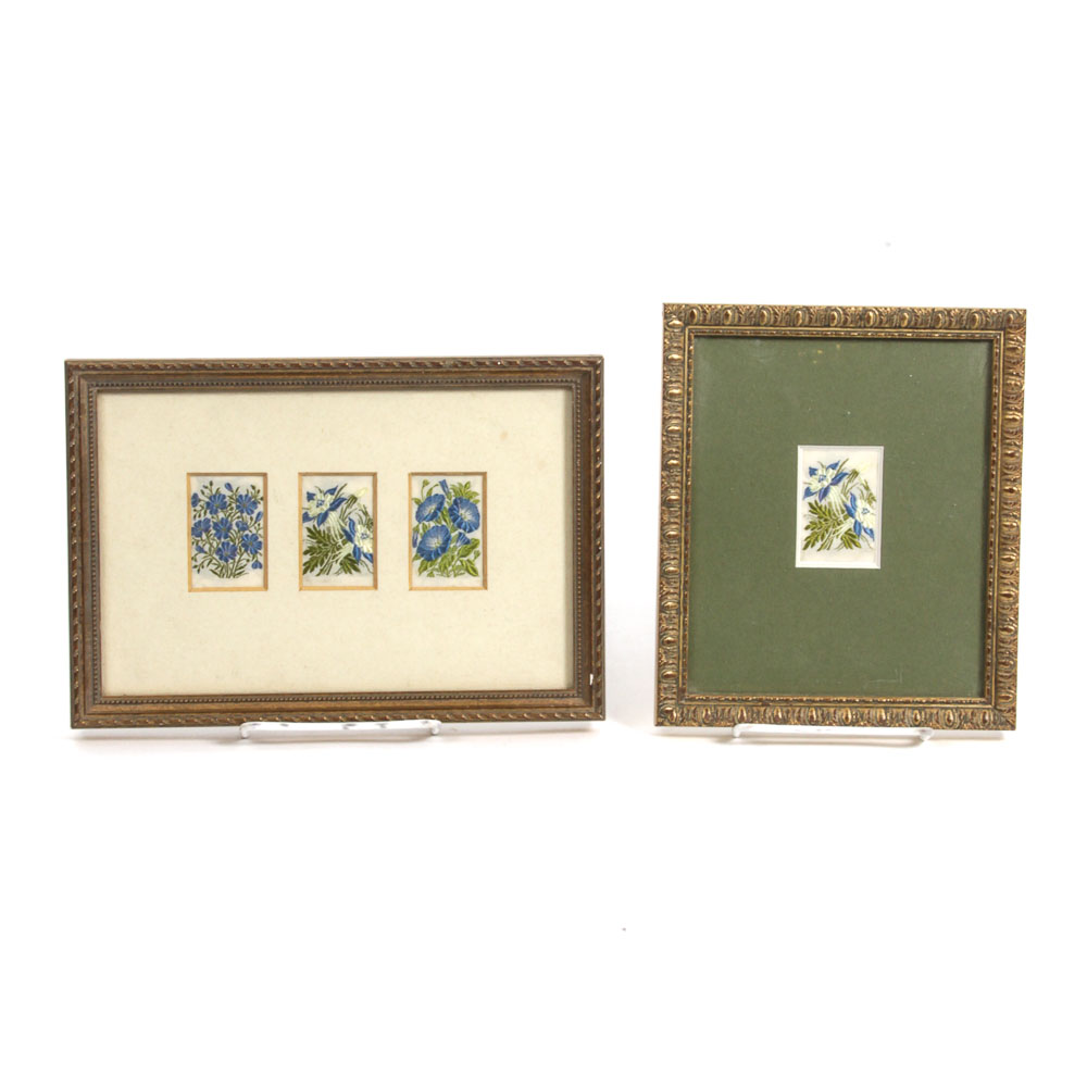 Framed Vintage Handkerchiefs
