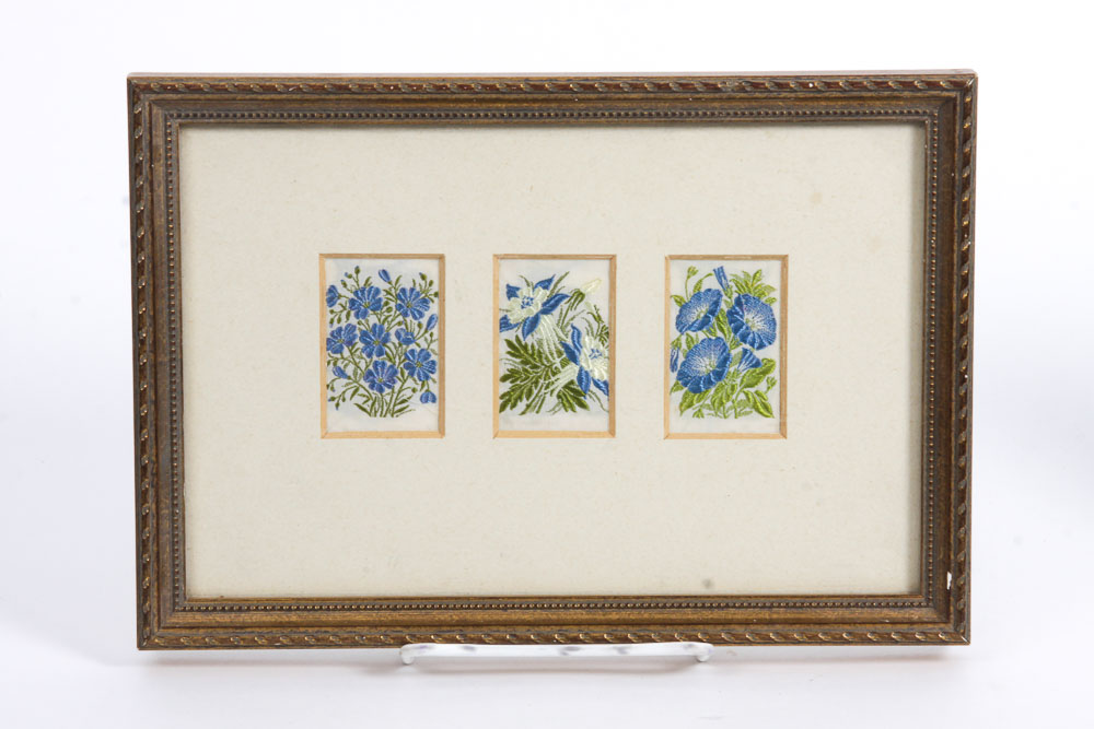 Framed Vintage Handkerchiefs
