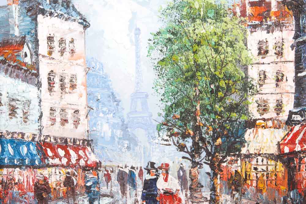 Bernett Oil Painting on Canvas Parisian Street Scene