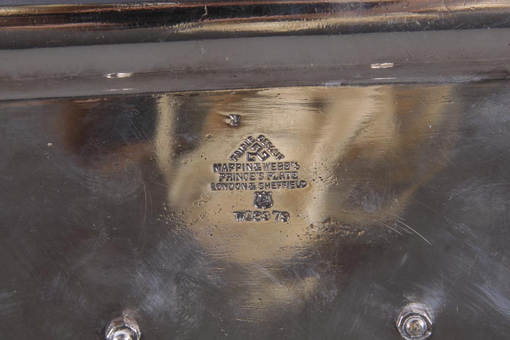 Pair of Glass Inkwells with Silver Plated Tray