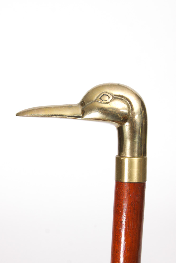 Walking Cane Assortment in Gold-Toned Umbrella Stand