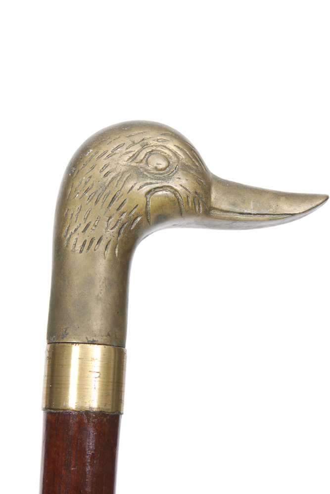 Walking Cane Assortment in Gold-Toned Umbrella Stand