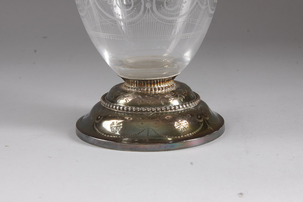 Antique Victorian Sterling Silver and Etched Glass Claret Jug