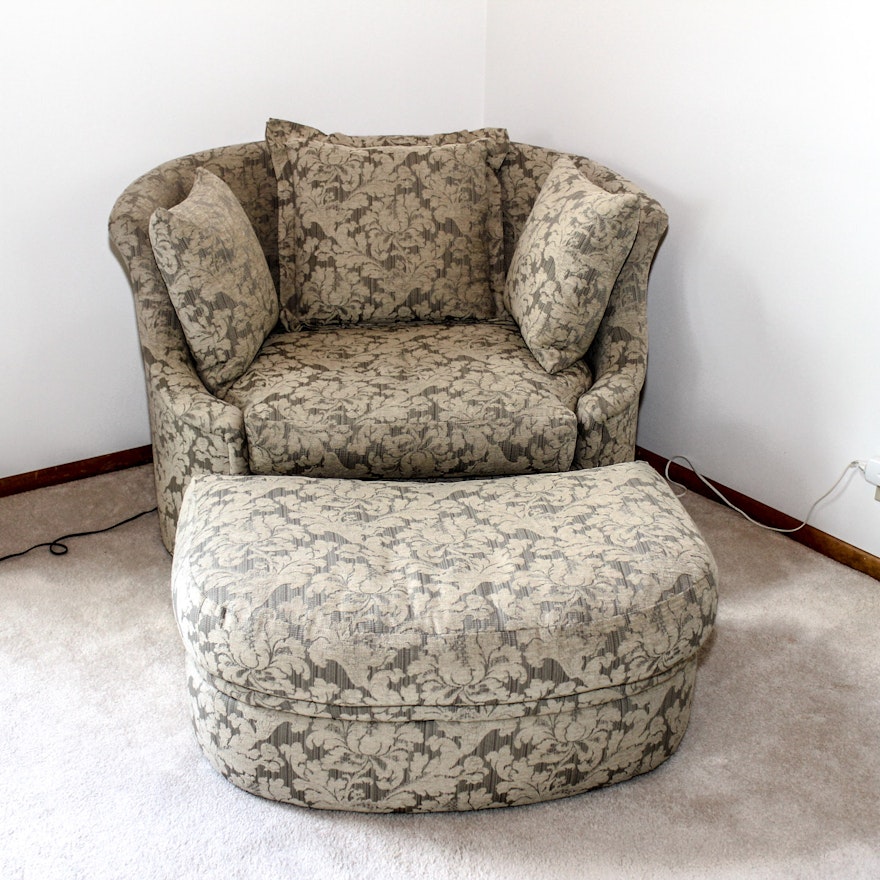 Beacon Hill Overstuffed Chair and a Half with Ottoman