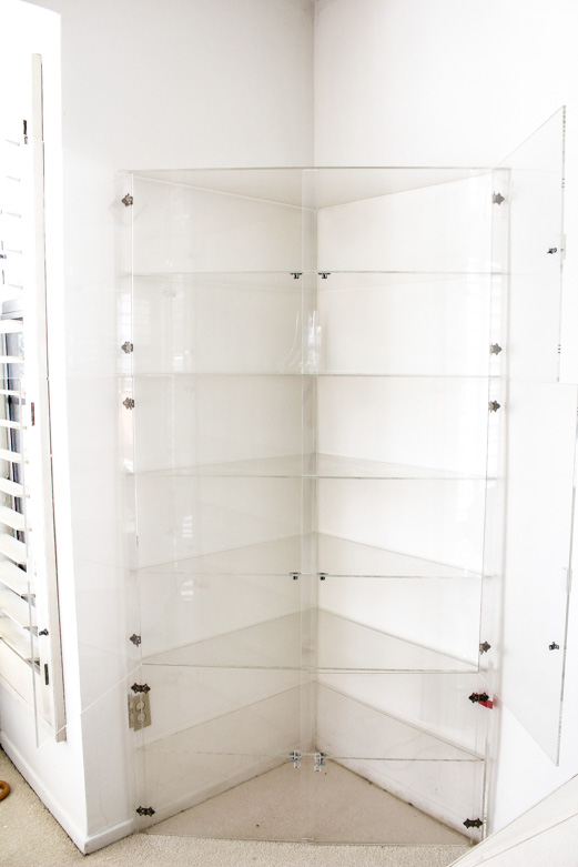 Mid-Century Clear Corner Curio Cabinet