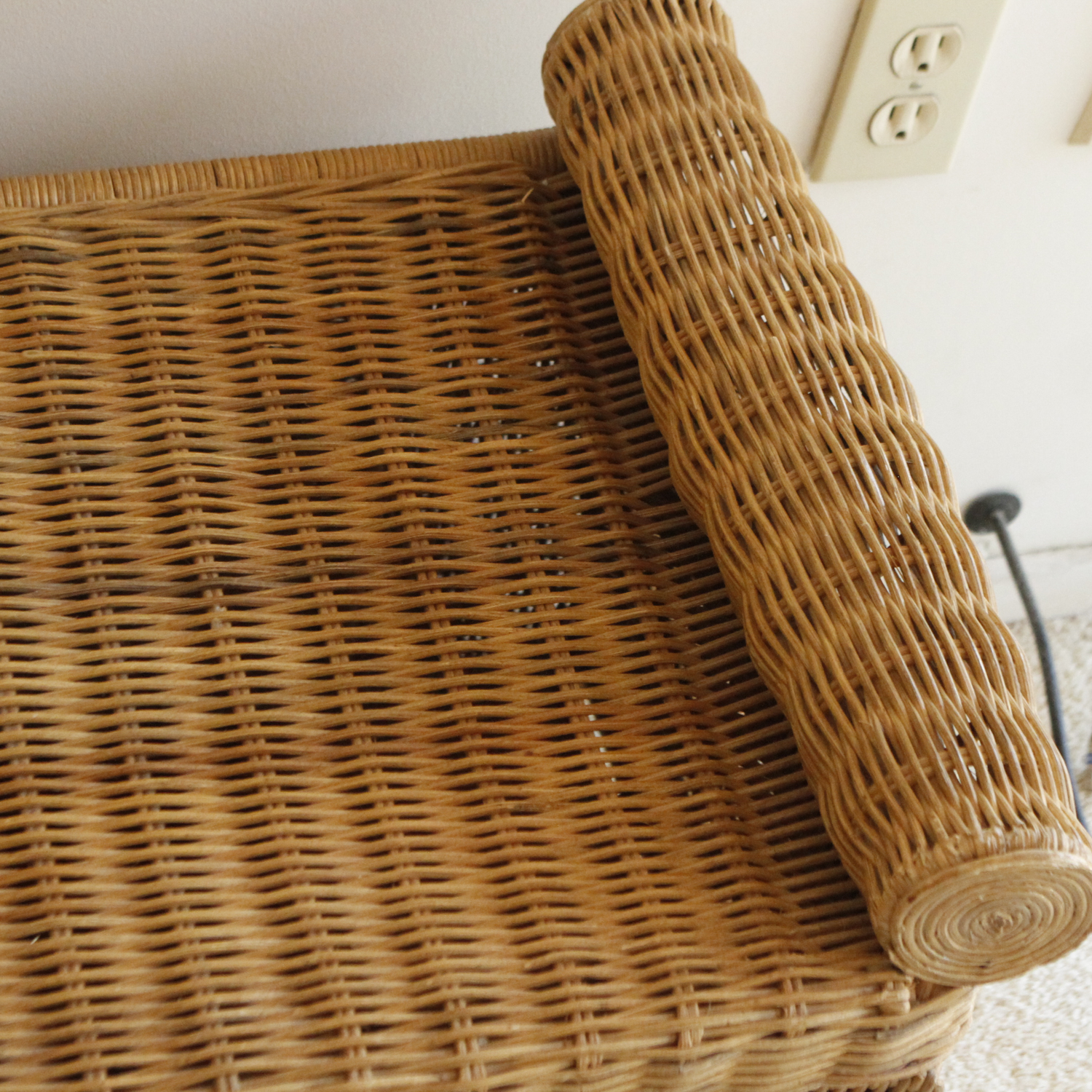 Wicker Bench with Cushion