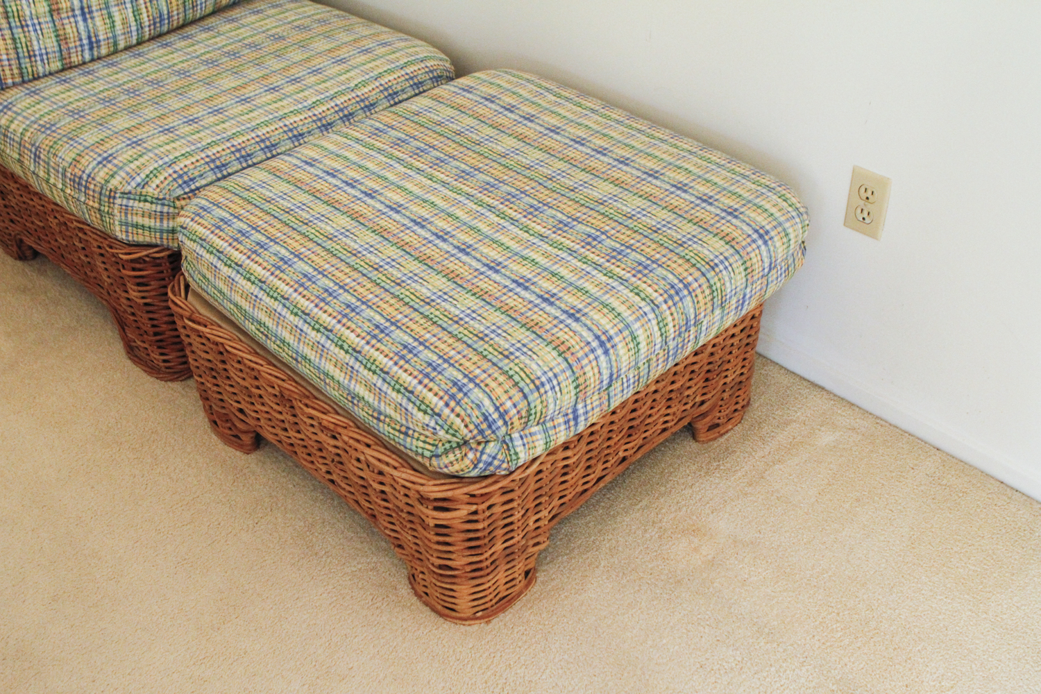 Contemporary Wicker Chair With Ottoman