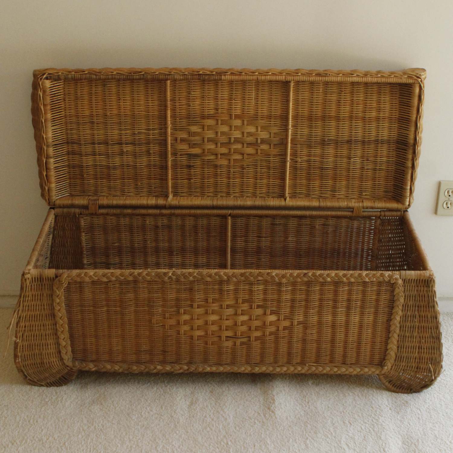 Wicker Bench with Cushion